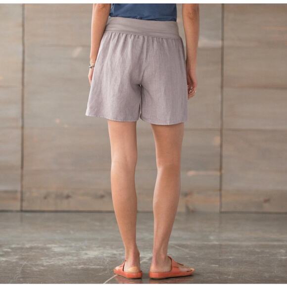 Sundance Linen Fold Over Shorts Size Small Gray Lagenlook Minimalist - Picture 2 of 8